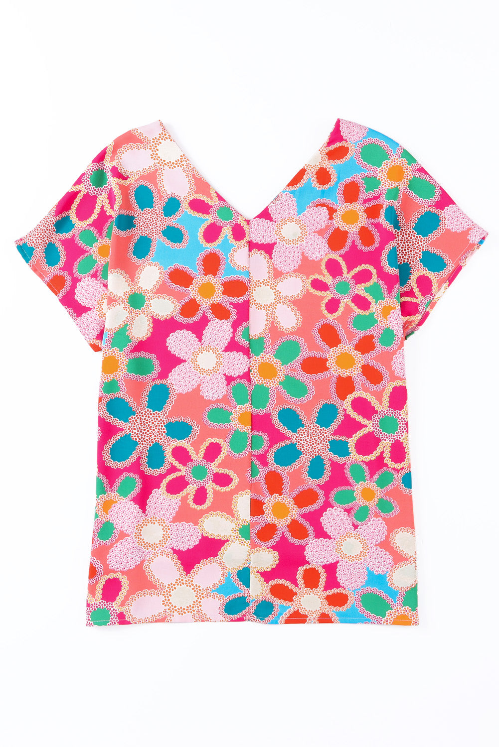 Multicolor Abstract Print V Neck Dolman Blouse