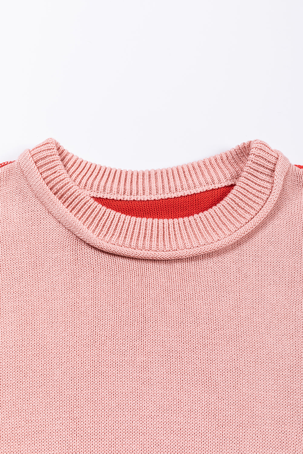 Coffee Colorblock Bishop Sleeve Ribbed Trim Sweater