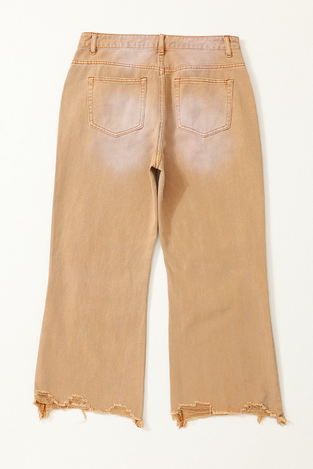 Brown Distressed Hollow-out High Waist Cropped Flare Jeans