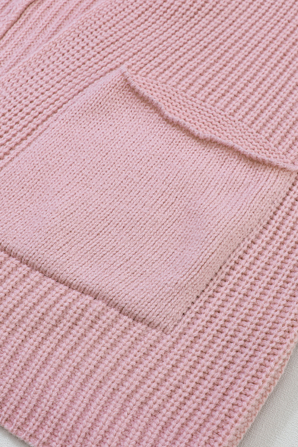 Pink Oversized Fold Over Sleeve Open Front Sweater