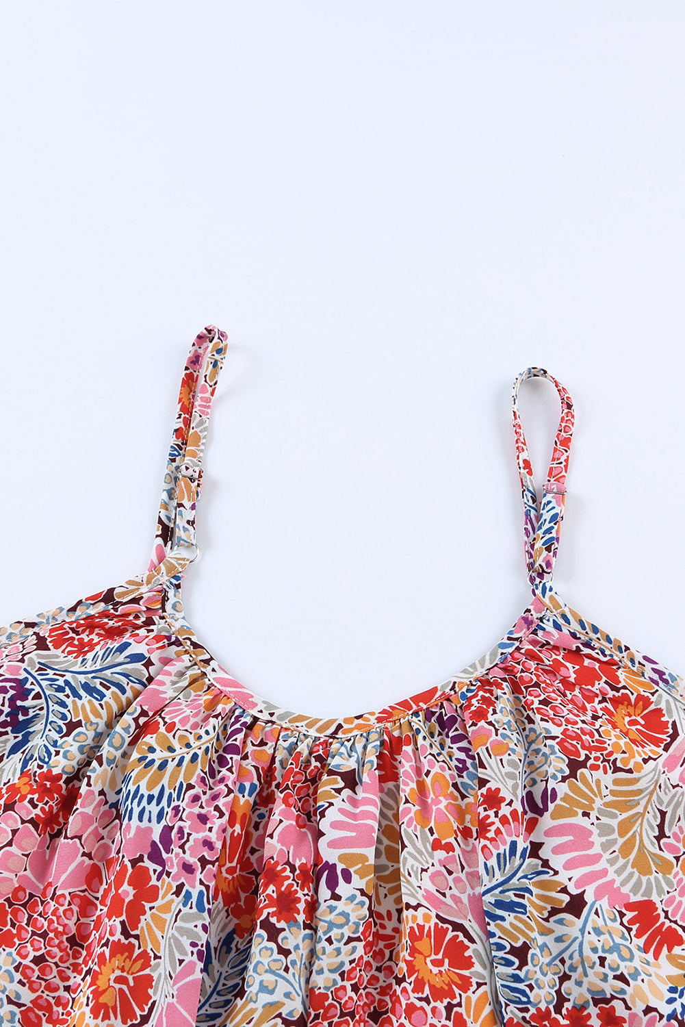 Multicolor Spaghetti Straps Floral Print Sleeveless Top