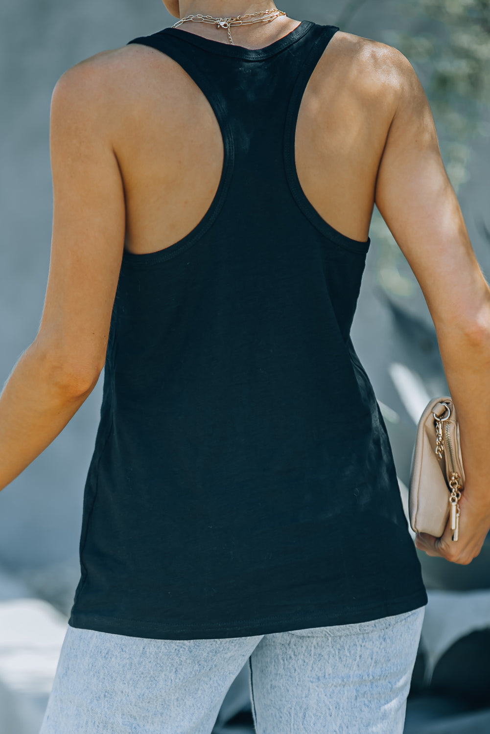 Pink Scoop Neck Basic Solid Tank Top