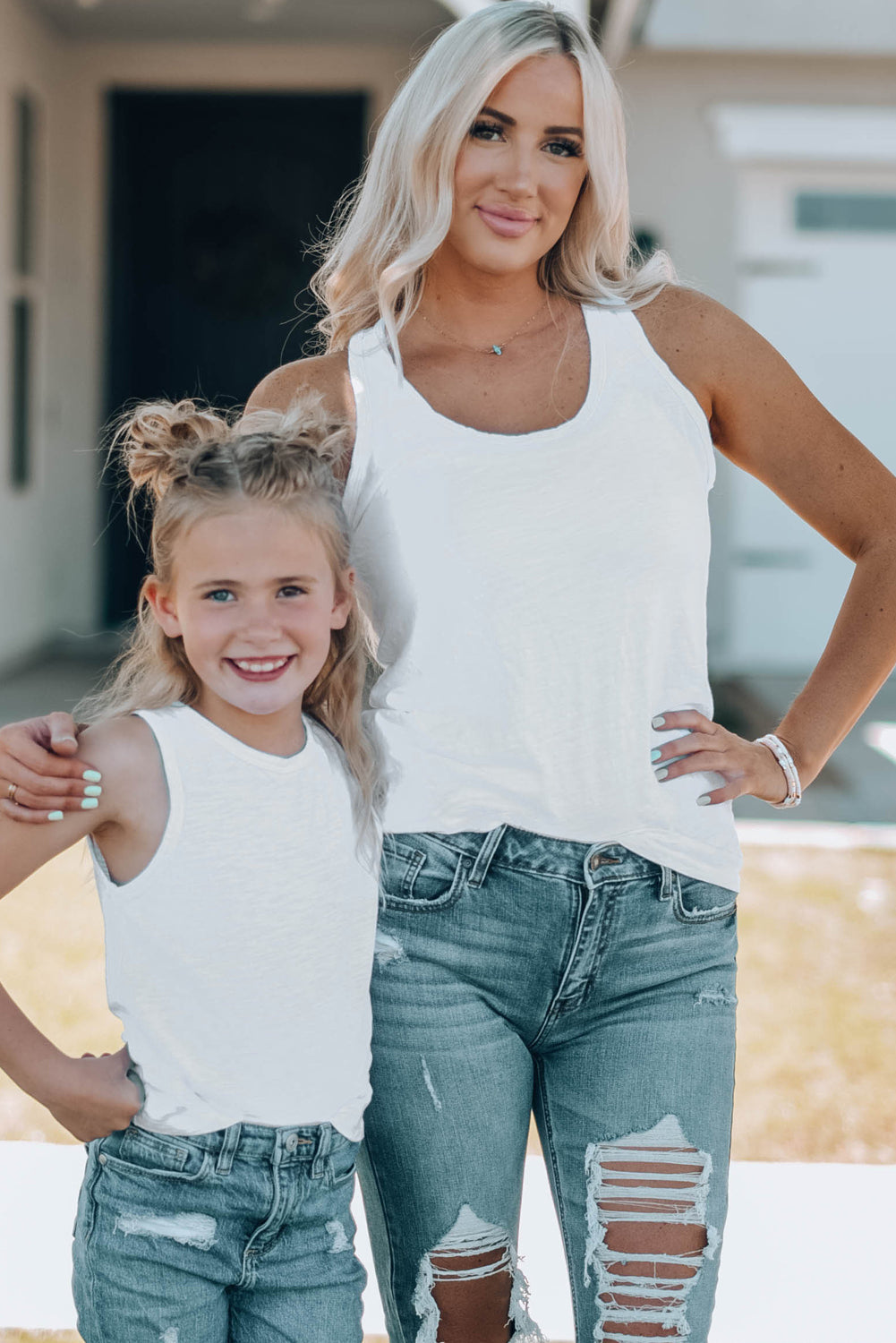 Pink Scoop Neck Basic Solid Tank Top