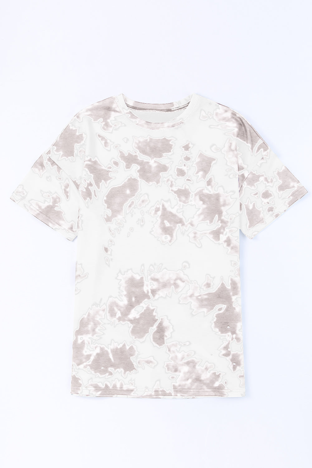 White Tie-dye Round Neck Short Sleeve Top