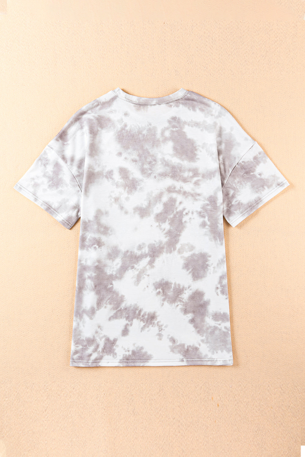 White Tie-dye Round Neck Short Sleeve Top