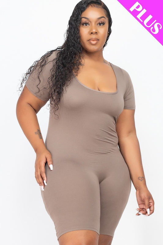 Plus Size Short Sleeve Bodycon Romper