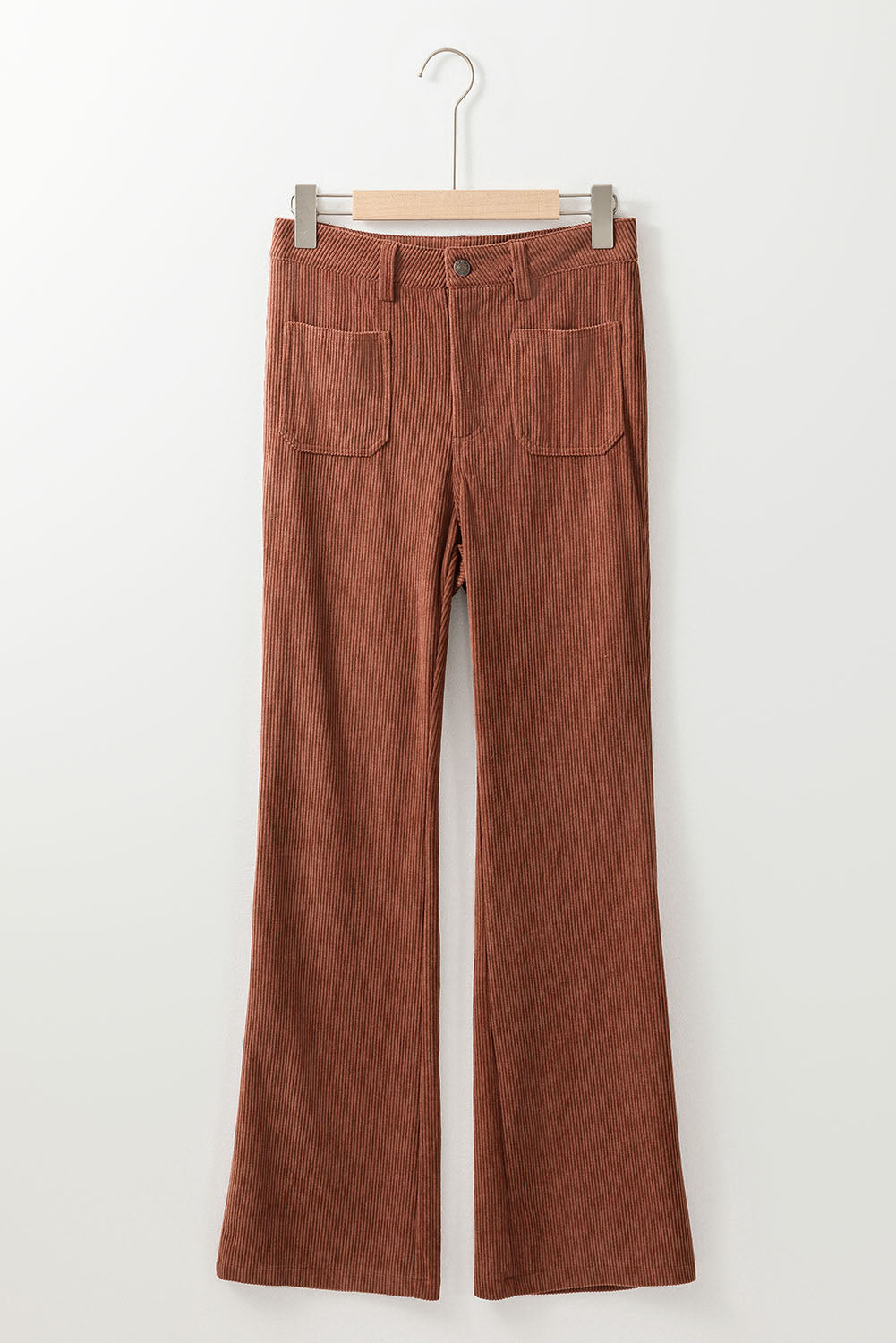 Green High Waist Square Pockets Corduroy Pants