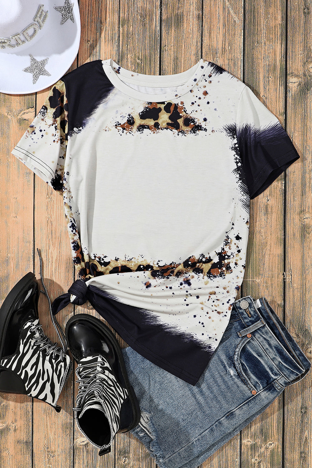 Bleached Leopard Short Sleeve Top